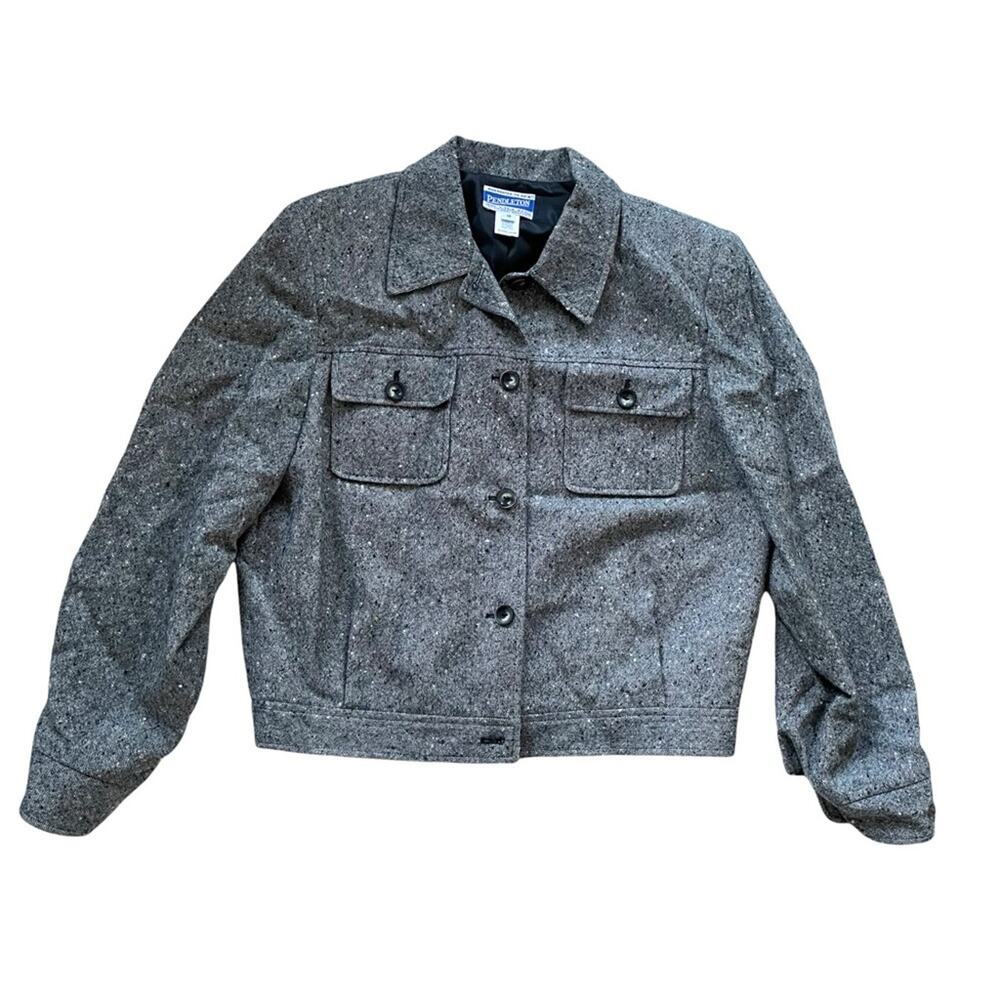 Pendleton Shacket Shirt Jacket Gray Wool Boxy Vintage 1990s EUC 10